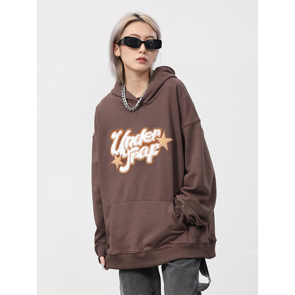 Sudadera con Capucha Estampado Letras Hombre Corte Holgado