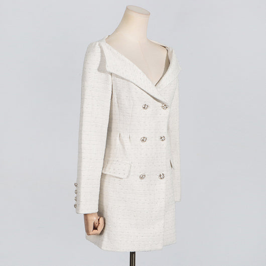 Vestido Elegante Hombros Descubiertos con Manga Larga y Cintura Ajustada - Image 3