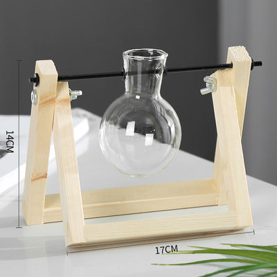 Maceta Hidropónica de Vidrio con Soporte de Madera Colgante - Image 9