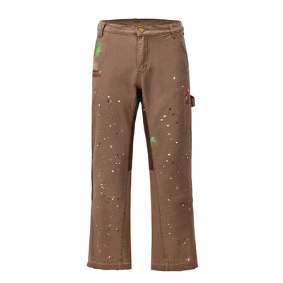 Pantalones Acampanados de Mezclilla Artesanal con Costura de Grabado y Tinta - Image 3