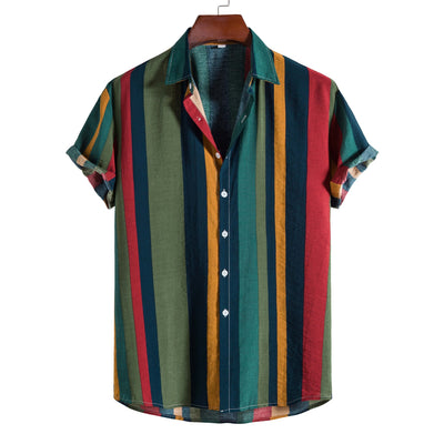 Camisa Casual de Rayas para Hombre - Manga Corta