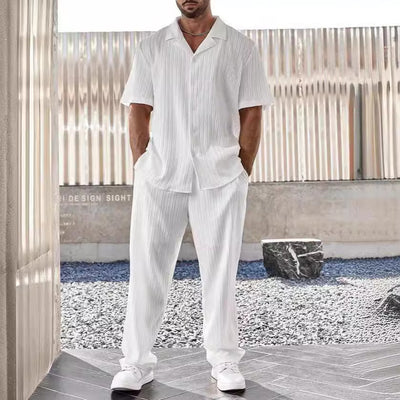 Conjunto Casual Ejecutivo: Camisa de Manga Corta y Pantalón para Hombre