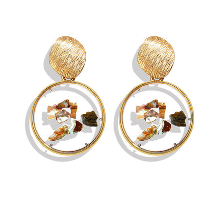Aretes Geométricos Irregulares con Incrustaciones de Concha Rota - Image 9