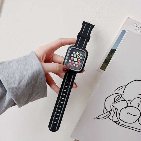 Set de Correas de Silicona para Apple Watch 7, SE y 8 con Funda Protectora - Image 2