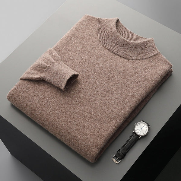 Suéter de Cuello Medio en Lana para Hombre - Pullover Ligero Otoño Invierno