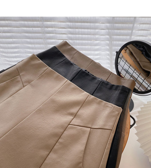 Pantalón de Cuero PU Cintura Alta Pierna Ancha Estilo Minimalista - Image 13