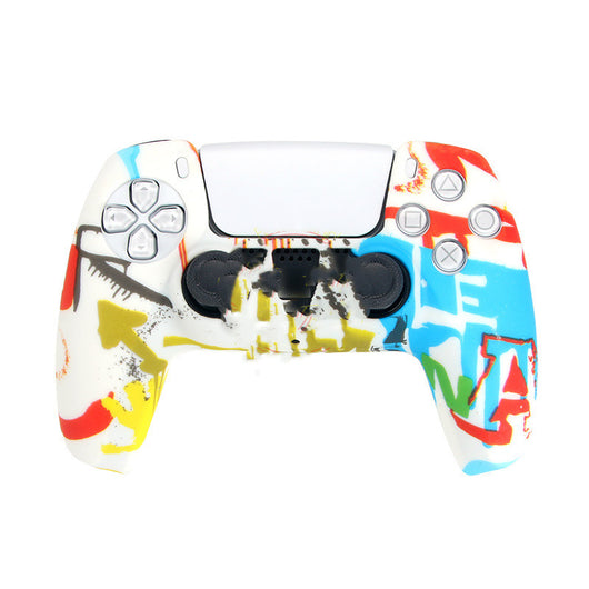 Red and black camouflage silicone case for a PS5 controller, featuring precise cutouts for buttons and joysticks. - Image 8
