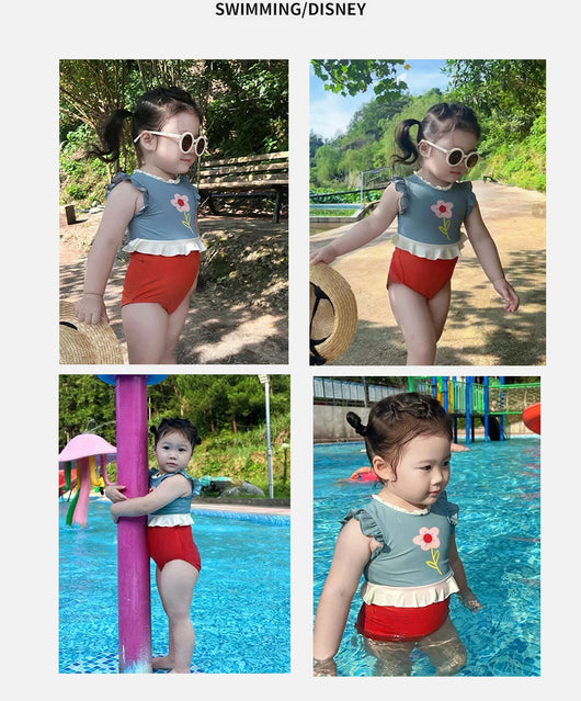 Traje de Baño Niña Estampado Encaje Secado Rápido Playa Verano - Image 14