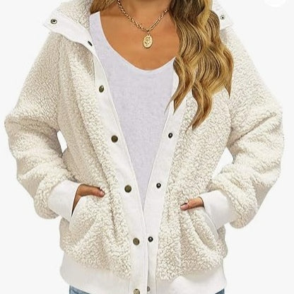 Cardigan de Polar Grueso con Bolsillos para Mujer - Abrigo Cálido de Color Puro - Image 7