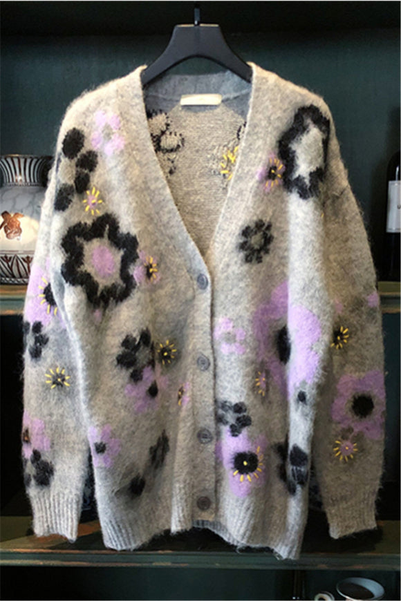 Cardigan Tejido Largo Holgado para Otoño e Invierno
