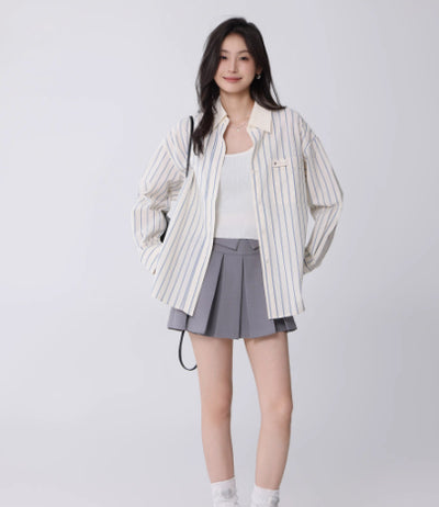 Blusa Coreana de Rayas con Textura para Mujer - Estilo Universitario - Image 5