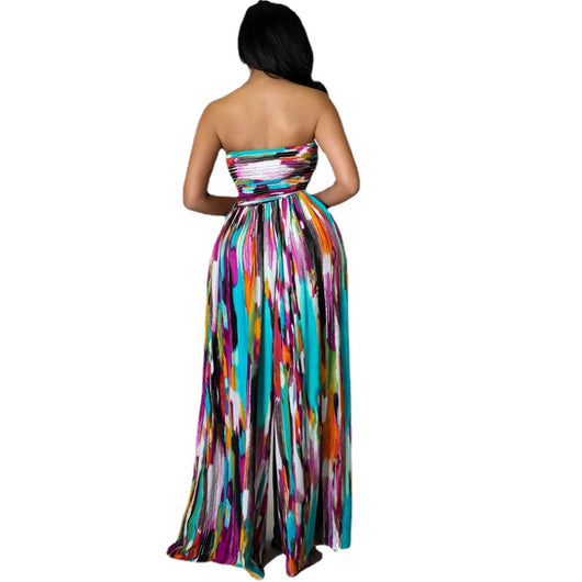 Jumpsuit Enterizo Ajustado con Estampado, Cierre y Escote Tubo - Image 5