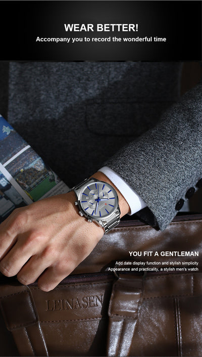 Reloj de Negocios Impermeable para Hombre con Calendario de Seis Manecillas - Image 9