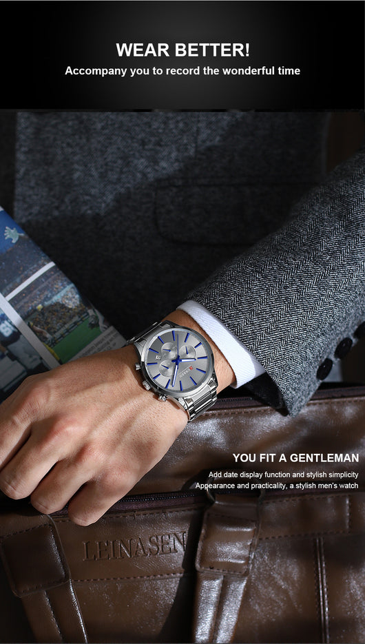 Reloj de Negocios Impermeable para Hombre con Calendario de Seis Manecillas - Image 9
