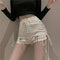 Shorts Denim Cintura Alta con Cierre y Tirantes para Mujer