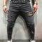 Jeans Skinny Ajustados para Hombre con Dobladillo Deshilachado y Pliegues