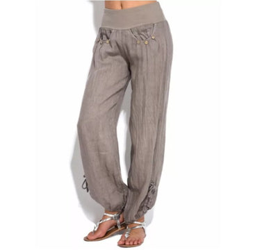 Pantalones Anchos Casuales con Botones Sueltos para Mujer - Image 2