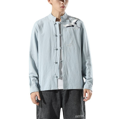 Cardigan Suelto Tipo Tang Chino con Botones Bordados para Hombre - Image 12