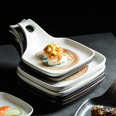 Plato Cerámica Estilo Japonés con Asa Simple para el Hogar - Image 2