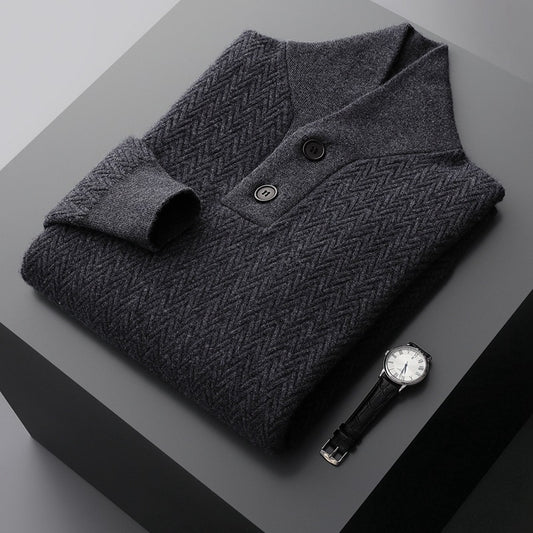Suéter de Cuello Solapa en Cashmere Puro para Hombre - Invierno - Image 2
