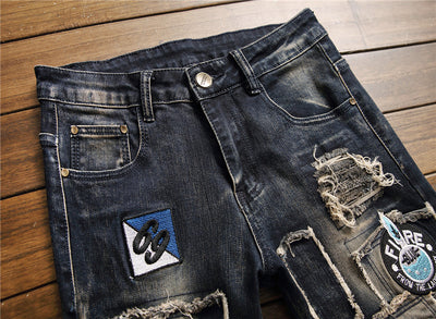 Jeans Rotos Elásticos Estilo Europeo Americano para Hombre - Image 3