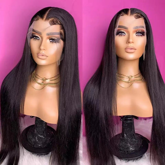 Peluca de Cabello Liso Largo con Encaje Frontal