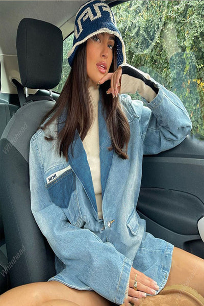 Chaqueta Denim Retro Americana Azul Super Fire - Image 10