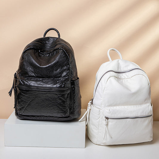 Mochila de Cuero Suave Lavado Fashion para Mujer - Image 2