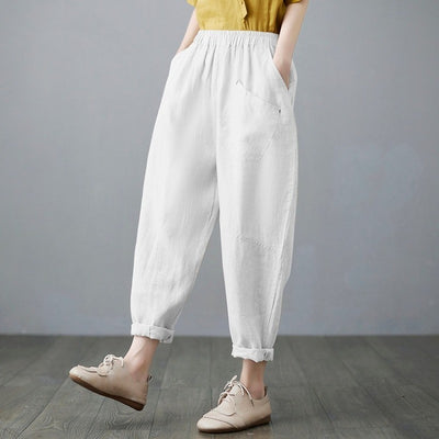 Pantalones Harem de Lino y Algodón - Sueltos y Cómodos para Verano