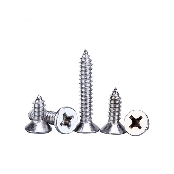 Tornillos Autorroscantes de Acero Inoxidable 304 Cabeza Plana Cruciforme
