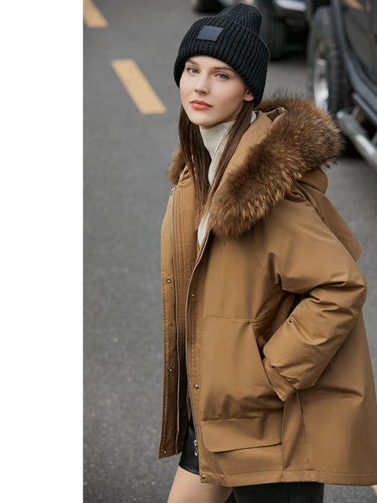 Chaqueta Corta con Cuello de Pelaje Cálido - Image 10