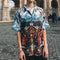 Camisa Suelta de Manga Corta con Estampado Literario para Hombre