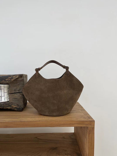 Bolso Bucket de Cuero Genuino Ante Esmerilado Gran Capacidad - Image 48