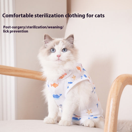 Pijama de Recuperación Postquirúrgica para Gatos Todas las Estaciones