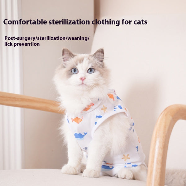 Pijama de Recuperación Postquirúrgica para Gatos Todas las Estaciones
