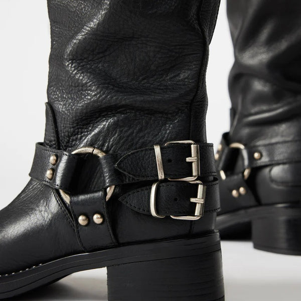 Botas Altas con Hebilla de Punta Redonda