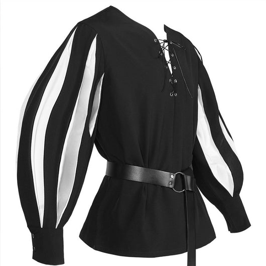 Blusa Retro con Cuello de Encaje y Cierre de Cordones para Mujer - Image 19