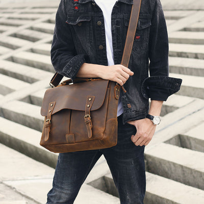 Maletín Portátil de Cuero Genuino Estilo Retro para Hombre - Image 6