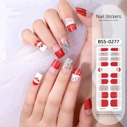 Stickers de Uñas Navideños con Gel UV - Diseños Festivos Brillantes