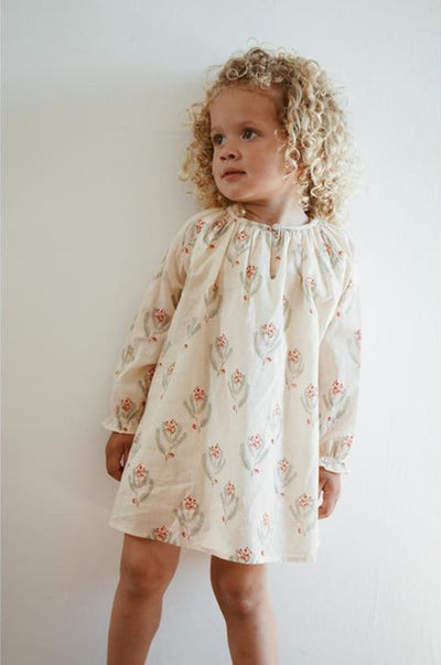 Vestido Infantil de Algodón Estampado Floral Manga Larga para Niña - Image 13