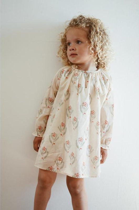 Vestido Infantil de Algodón Estampado Floral Manga Larga para Niña - Image 13