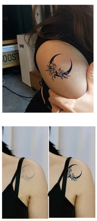 Tatuaje Temporal Flores Luna - Adhesivo Semipermanente Impermeable para Escote - Image 3