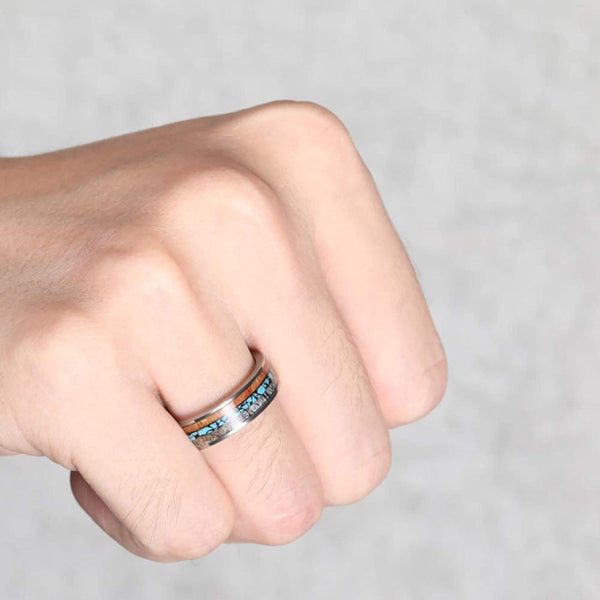 Anillo de Madera Incrustada con Patrón de Cuerno - Lujo Creativo - Image 2