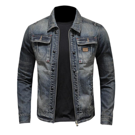 Chaqueta de Mezclilla Vintage Desgastada Estilo Clásico Europeo - Image 4