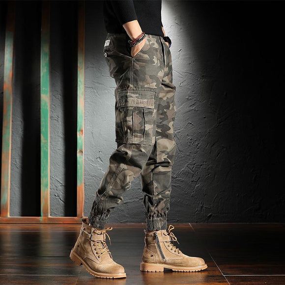 Pantalones de Trabajo Camuflaje Sueltos con Puño en Tobillo para Hombre