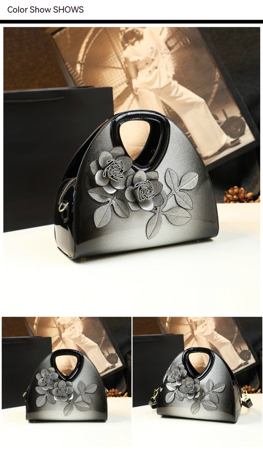 Bolso Mensajero de Cuero Charol con Diseño Floral Personalizado - Image 7