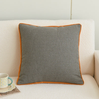 Funda de Almohada Cuadros Naranja en Algodón y Lino - Image 15