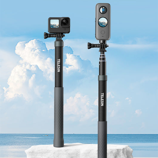 Vara Selfie de Fibra de Carbono para GoPro 12, Insta360 y Cámaras Panorámicas