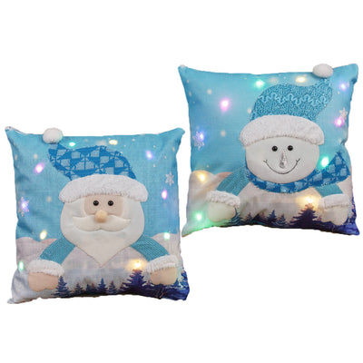 Juego de Fundas de Almohada Navideña Luminosas - Papá Noel y Muñeco de Nieve - Image 9
