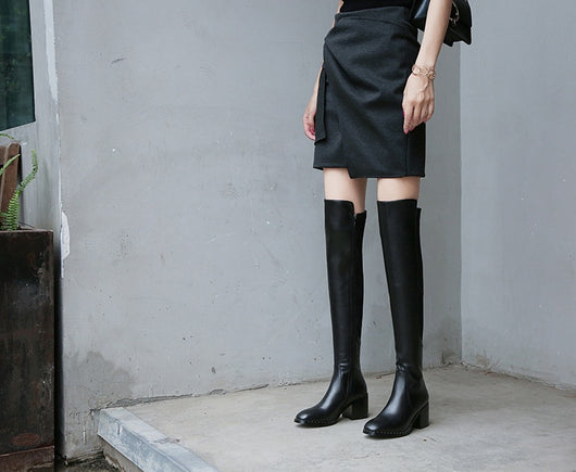 Botas Altas de Caña Larga con Tacón Grueso - Estilo Ecuestre - Image 9